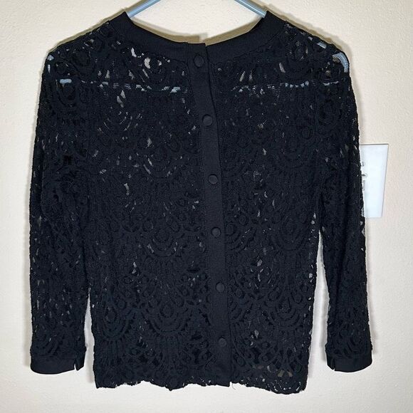 Banana Republic Women's Top XS Black Semi Sheer Lace Whimsygoth Seductive Moody - Picture 4 of 8